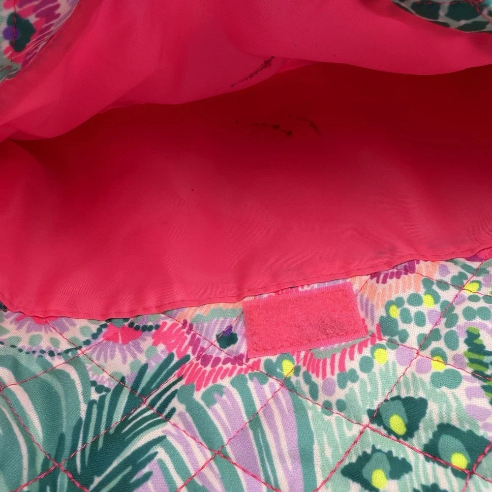 Lilly Pulitzer Quilted Pouch Banana Split Print‎ Bag Makeup Cosmetics Zip Top